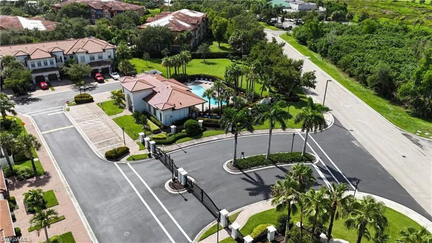 Aerial view of a pool area
