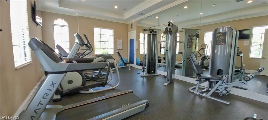 Gym with crown molding