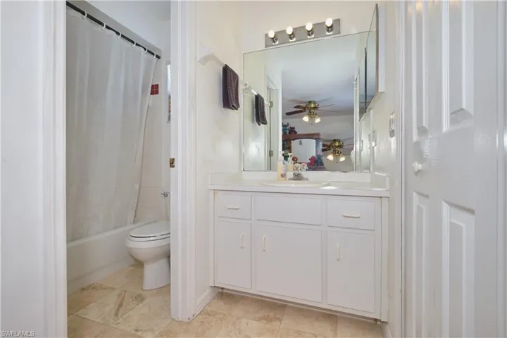 Primary Bathroom with shower/bathtub combo.