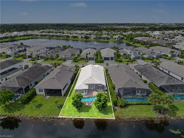 Waterfront property with a screened-in swimming pool