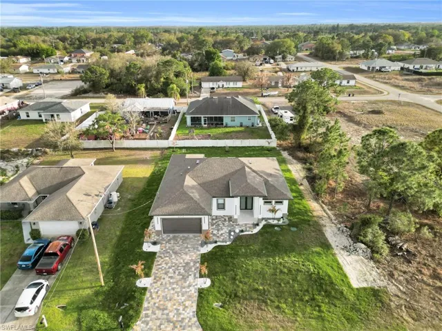 Aerial perspective of suburban area