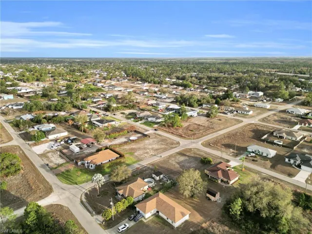 Aerial perspective of suburban area