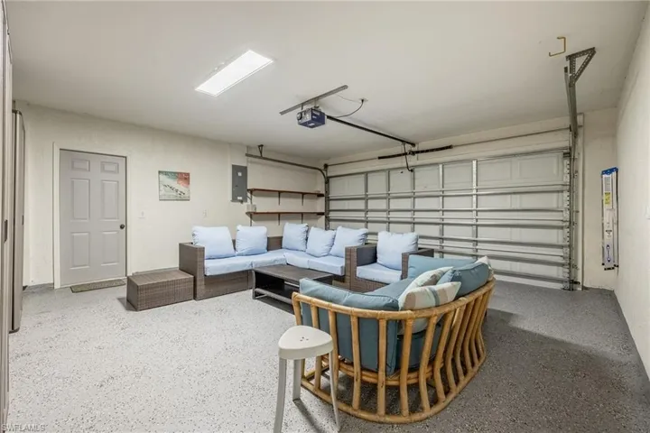 Freshly painted garage and epoxy floor.