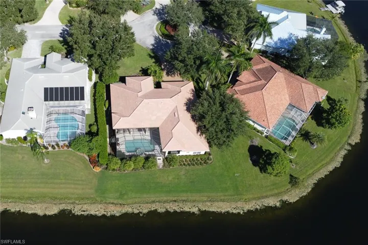Bird's eye view of a nearby body of water