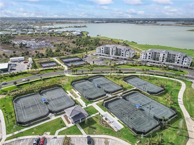 Drone / aerial view of a nearby body of water