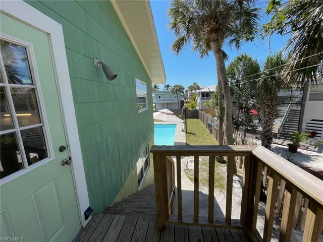 View of wooden balcony with a deck