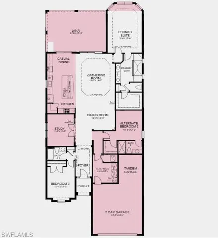 Structural options added include: Gourmet kitchen, casual dining extension, study in place of flex, double doors at study, bay window at primary suite, 10' ceilings, tray ceiling package at primary suite and gathering room, outdoor kitchen rough-in, pool and spa pre-wire, whole house impact windows, tandem garage and stairs to attic at garage.
