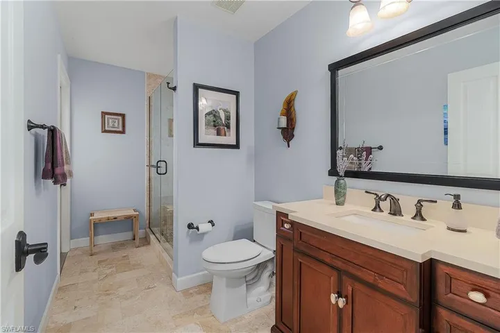 Guest bath that opens to the pool area