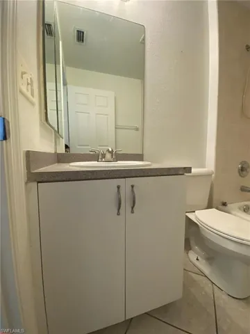 Guest bath has single vanity