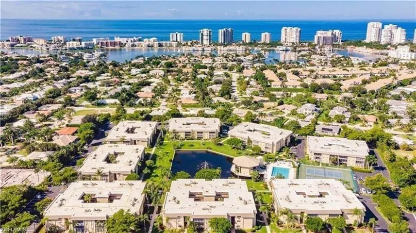 Hidden Lake Villas in forefront, looking out to Gulf of Mexico, only a mile away.