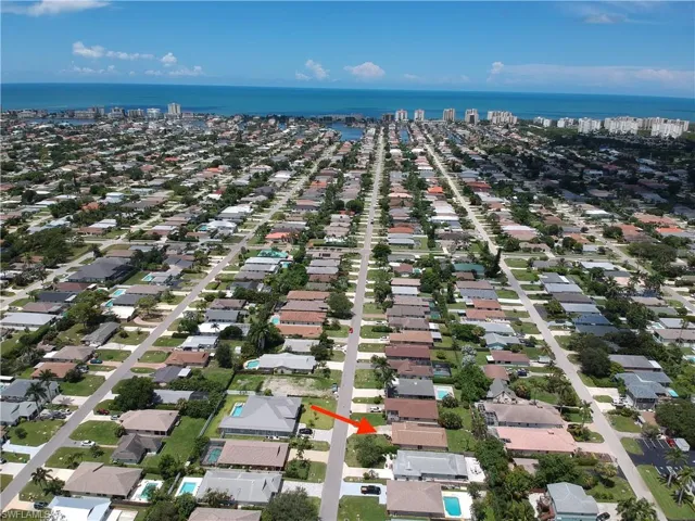 Drone / aerial view of a nearby body of water