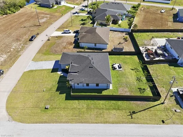 Aerial perspective of suburban area
