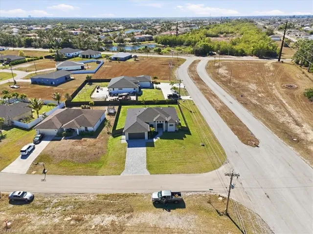 Aerial perspective of suburban area