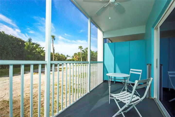Balcony with a ceiling fan