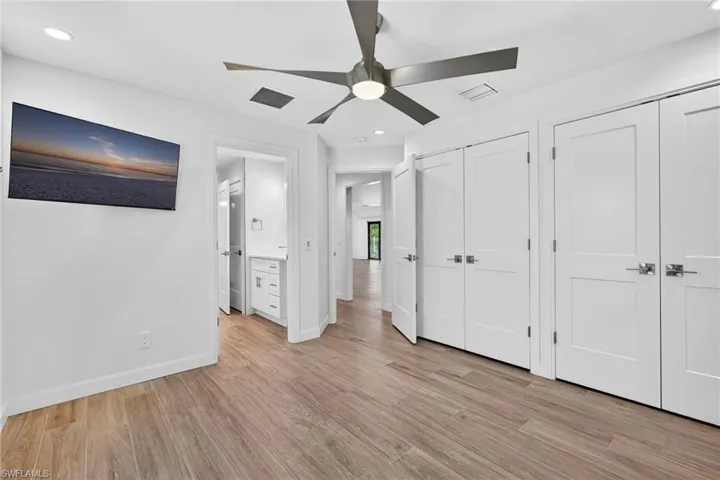 Spacious guest bedroom with oversize double built in closets, Jack and Jill bathroom, natural light.