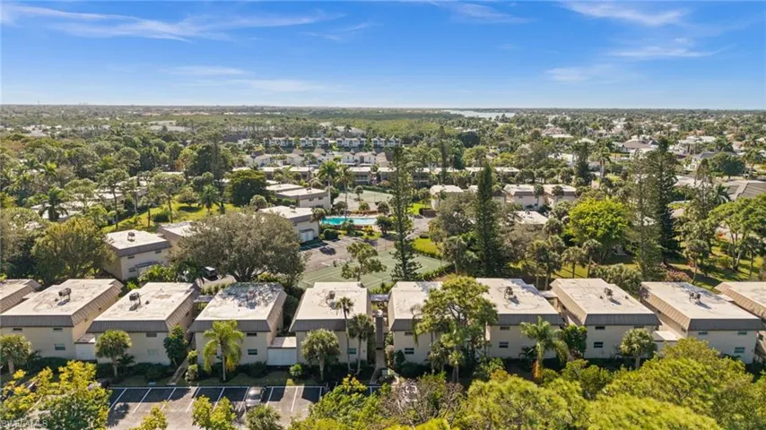 Aerial perspective of suburban area