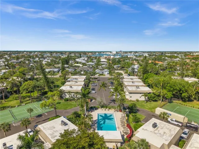 Drone / aerial view of a pool