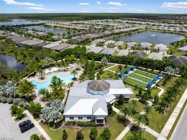 Bird's eye view featuring a water view and a residential view