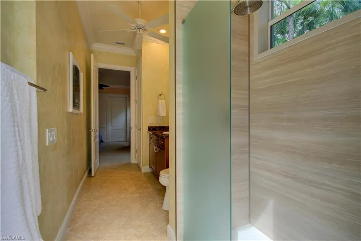 Walk in Shower Guest Bath 2 with access to pool area