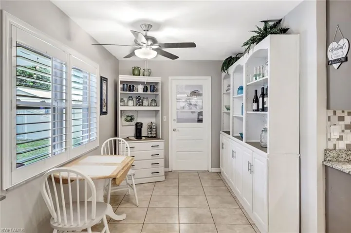 Enjoy your morning coffee in the breakfast area overlooking your backyard