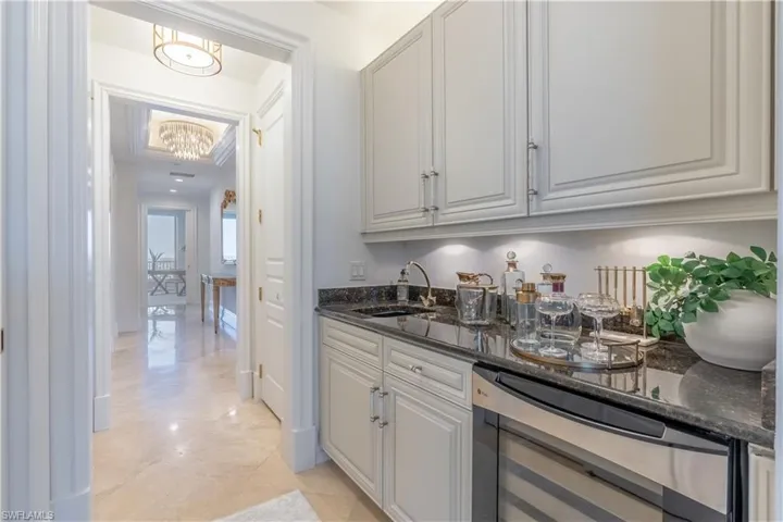 Wet bar with beverage fridge