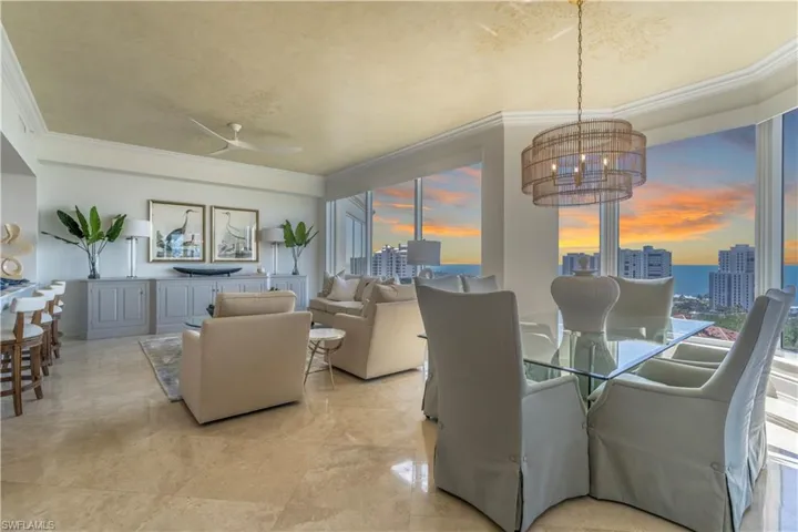 Casual dining overlooking family room