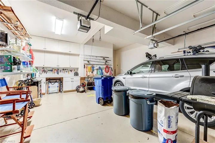 Workbench and cabinets in garage