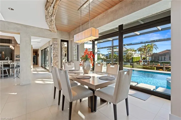View of tiled dining area