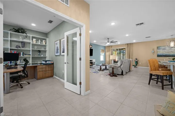 Dedicated home office with glass French doors
