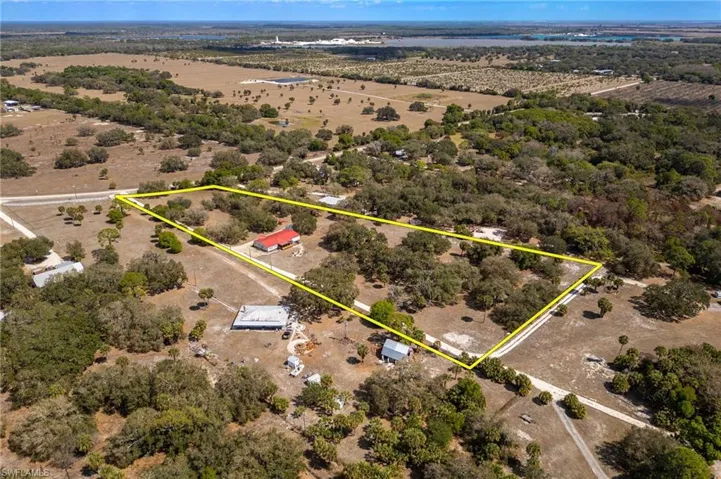 Overview of rural landscape with property parcel outlined