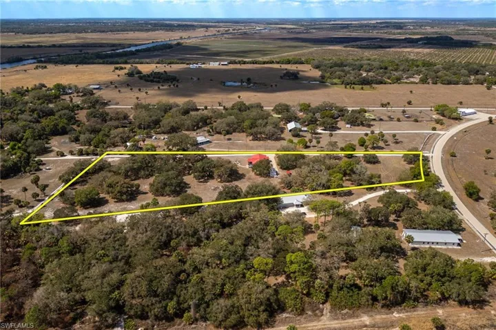 View of rural area with property boundaries highlighted