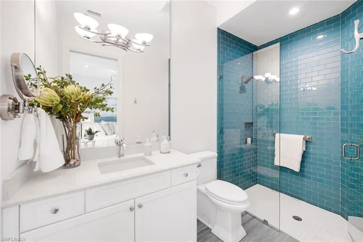 En-Suite Guest Bathroom #1 with beautiful tile detail!