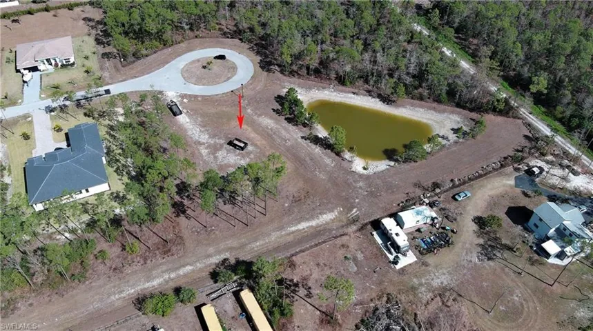 Bird's eye view of a nearby body of water
