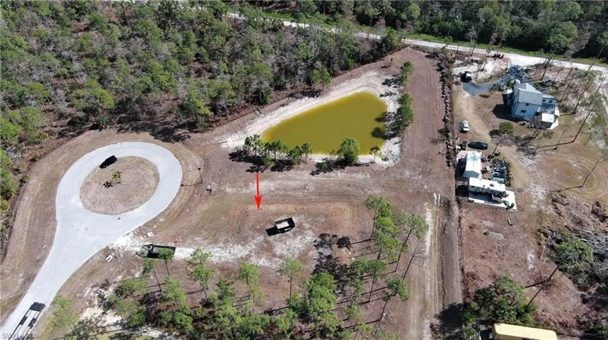 Bird's eye view of a nearby body of water