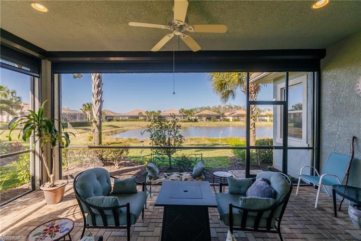 GREAT VIEW & AMAZING LANAI FURNITURE EVEN HAS A FIRE PIT FOR YOUR ENJOYMENT.