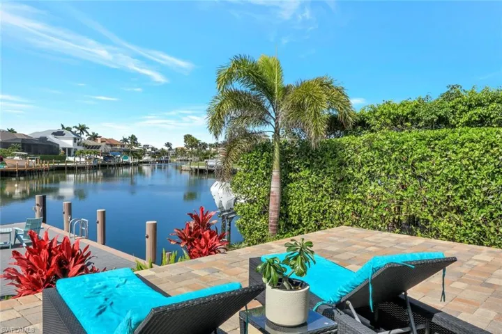View of patio featuring a dock and a water view
