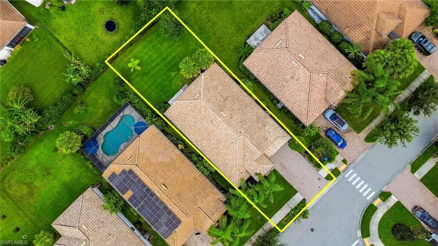 Aerial view of property's location featuring property parcel outlined