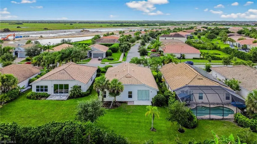 Aerial perspective of suburban area