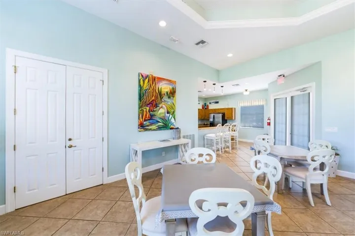 Recreation center kitchen and dining area.
