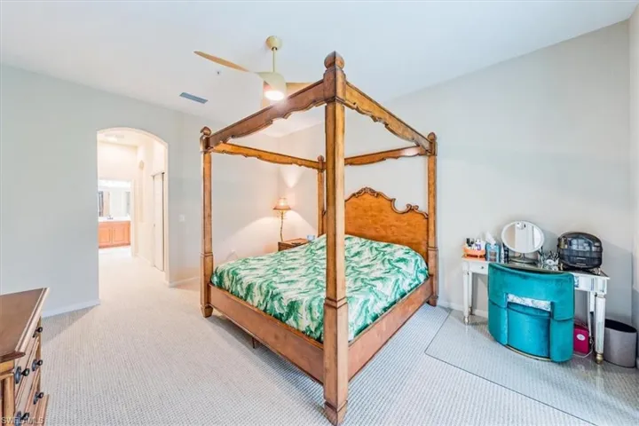 Spacious Master bedroom with adjoining bathroom and walk-in closets.