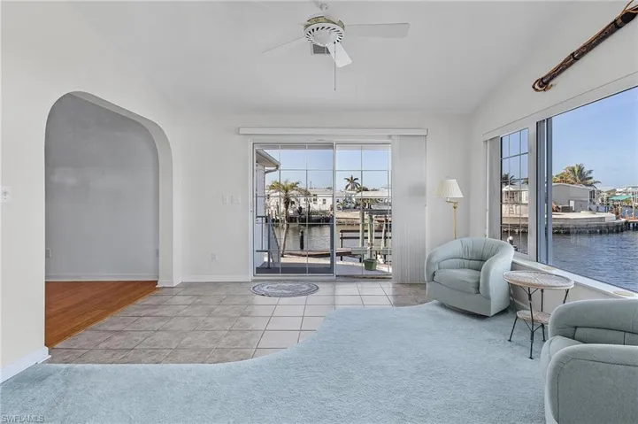 Florida room with sliders to patio