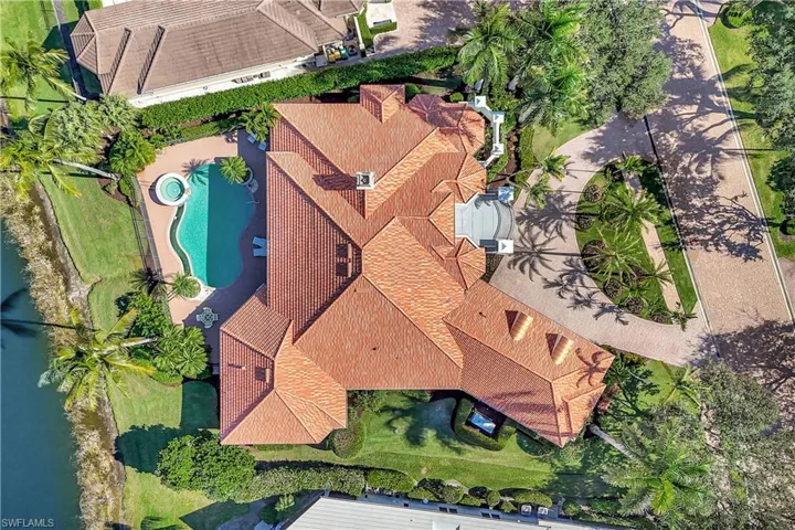 Aerial view of a pool area