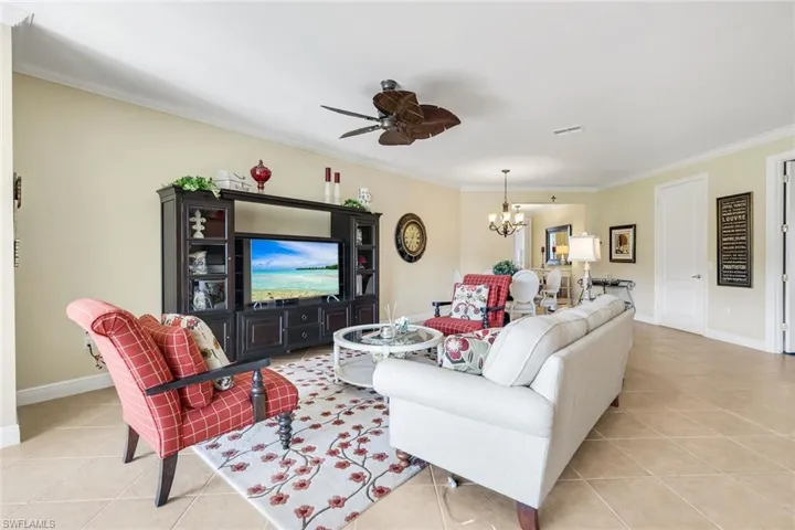 Volume ceilings, crown molding and offered furnished.