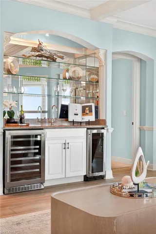 Fabulous Wet Bar With Refrigeration in Living Room