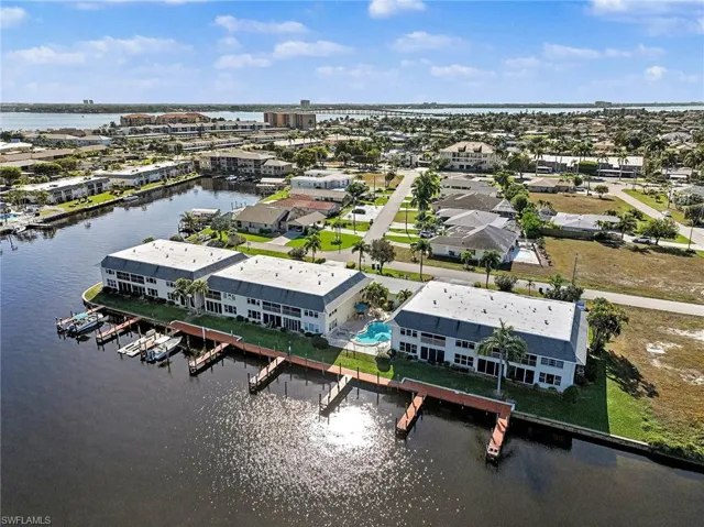 Bird's eye view of a nearby body of water