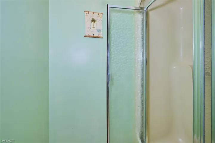 Walk-in shower in the main bath.