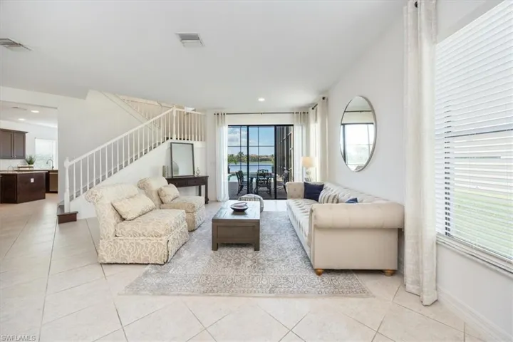 View of tiled living room