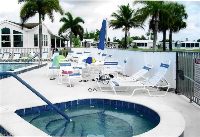 View of swimming pool with a patio area