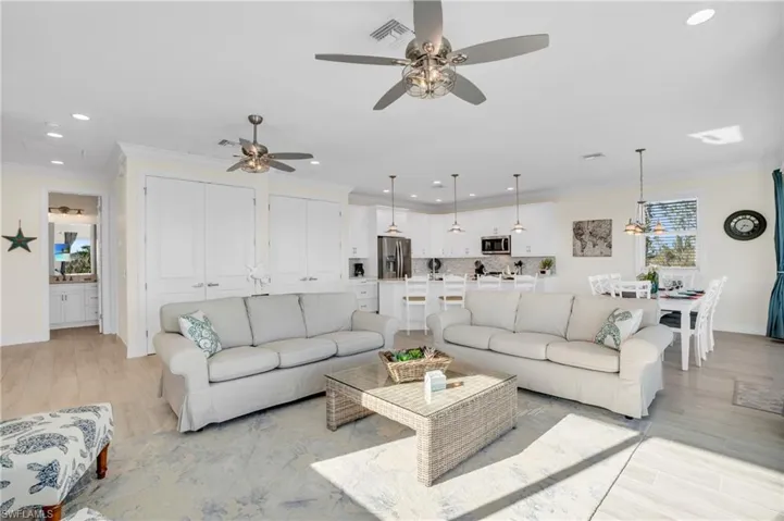 Open concept living, kitchen and dining