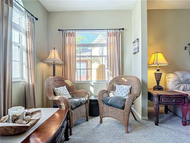 Living area with carpet and a healthy amount of sunlight
